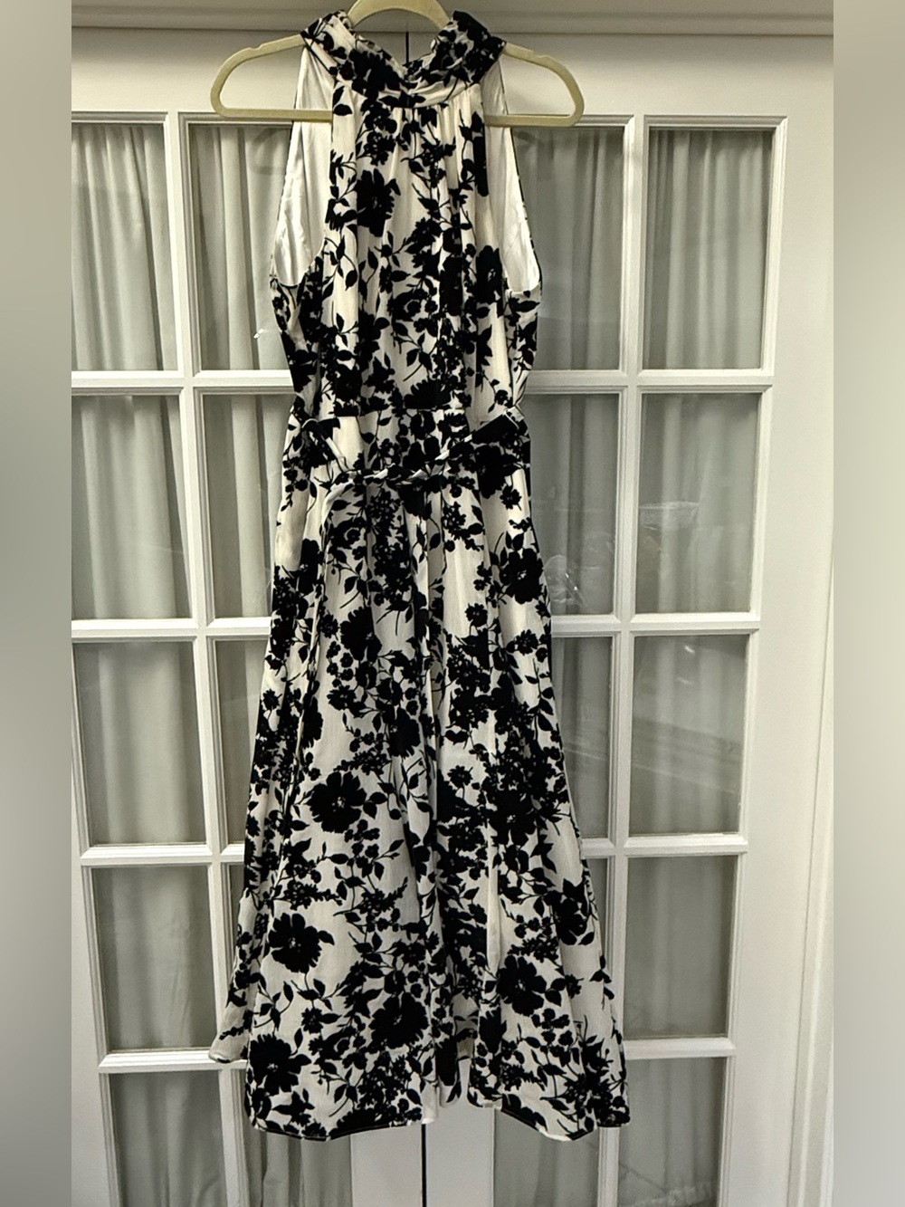 Alex Marie Black and White Floral Halter Dress